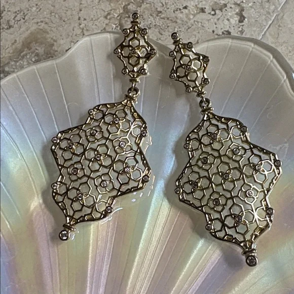 Kendra Scott - Gold Tone Filigree Drop Earrings - Picture 4 of 4